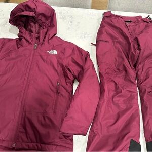 The North Face Kids' Maroon Puffer Jacket and Pants